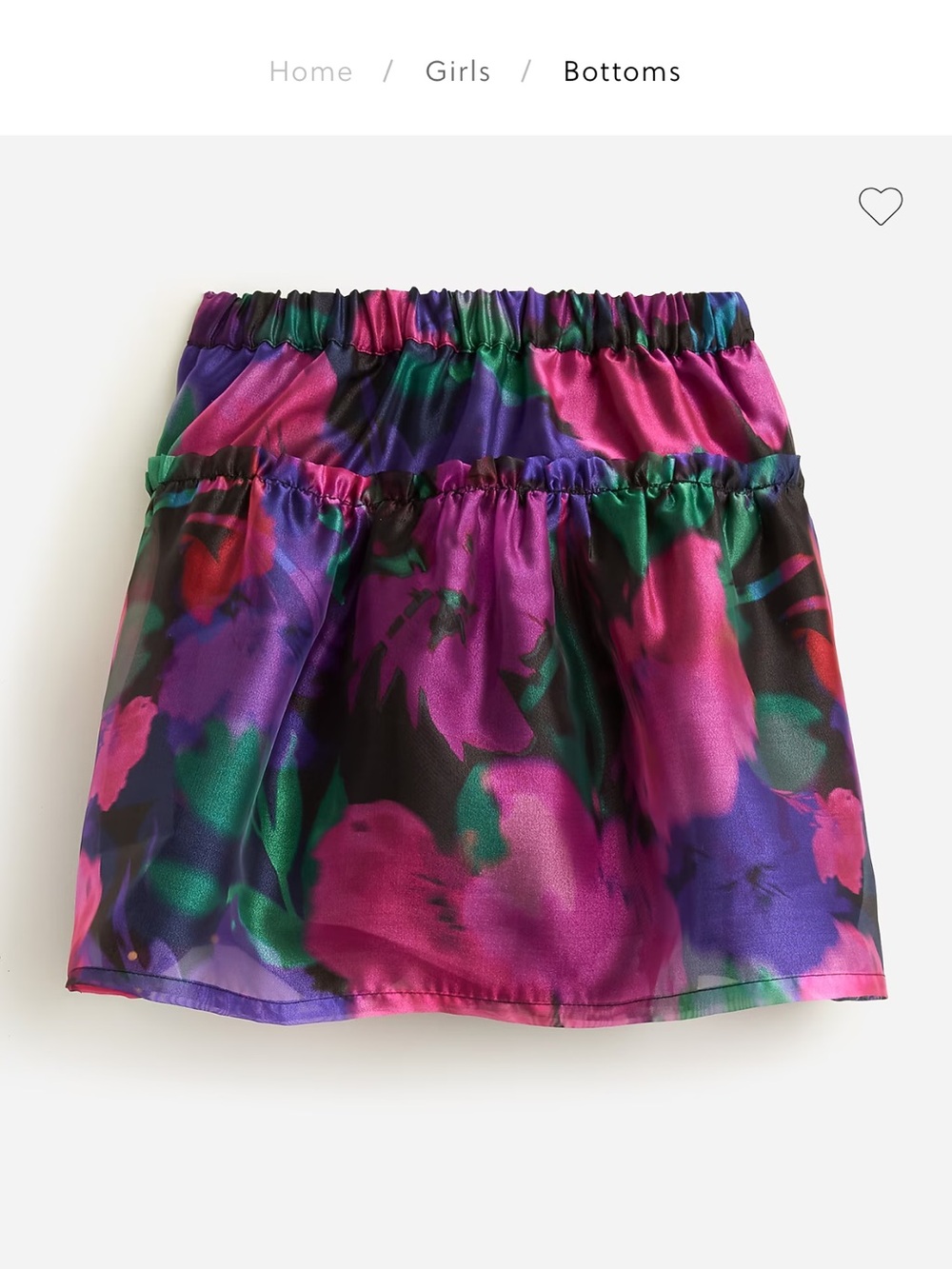 J. Crew Girls Floral Elastic-Waist Skirt - Pink, Purple, Green